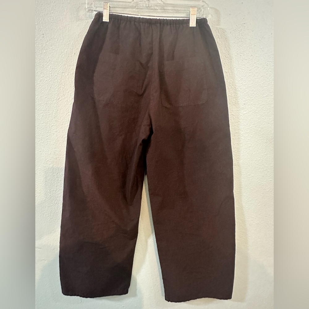 LESET Women’s Relaxed Wide Leg Cotton Pants Brown – Size S – Made in USA - Picture 3 of 11